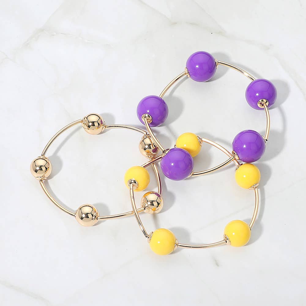3PCS - Bold Bubble Beaded Stretch Multi Layered Bracelets