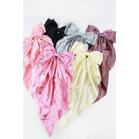 Long Tail Satin French Bow Hair Barrettes