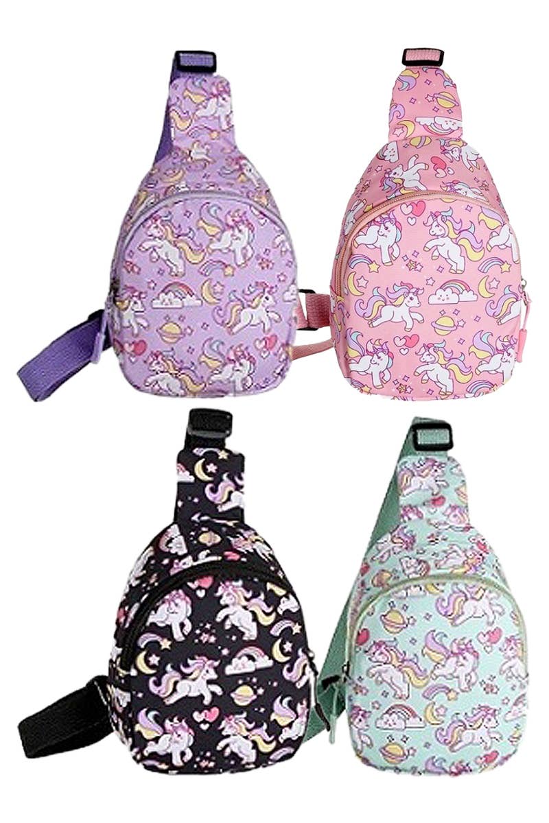 Kids Unicorn Pony Polyester Fabric Mini Sling Bag