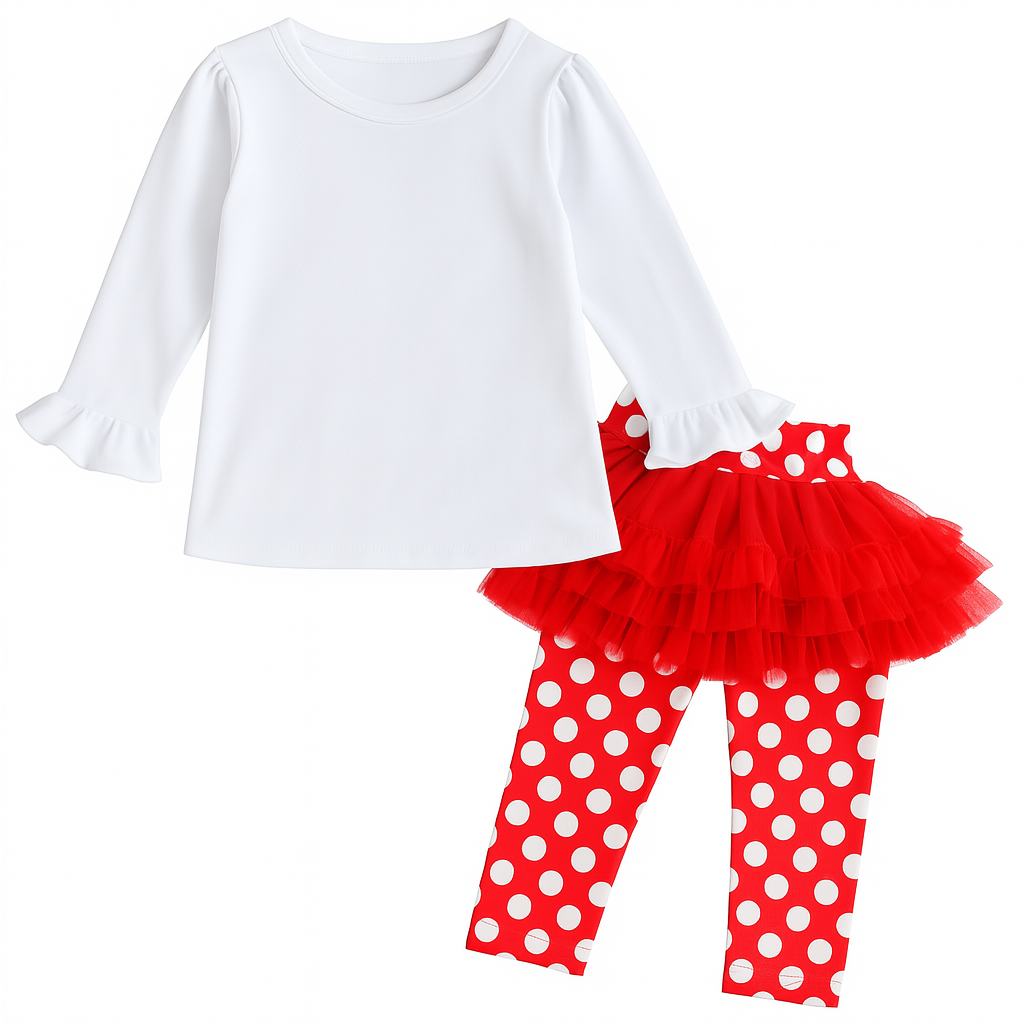 White-Red I Love Santa 2pcs Girl Outfit