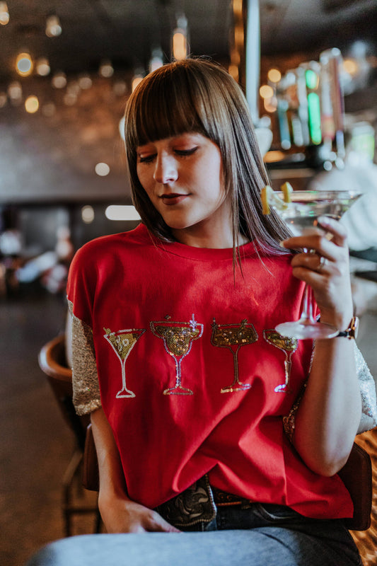 Cocktail Time Short Sleeve Crop Tee
