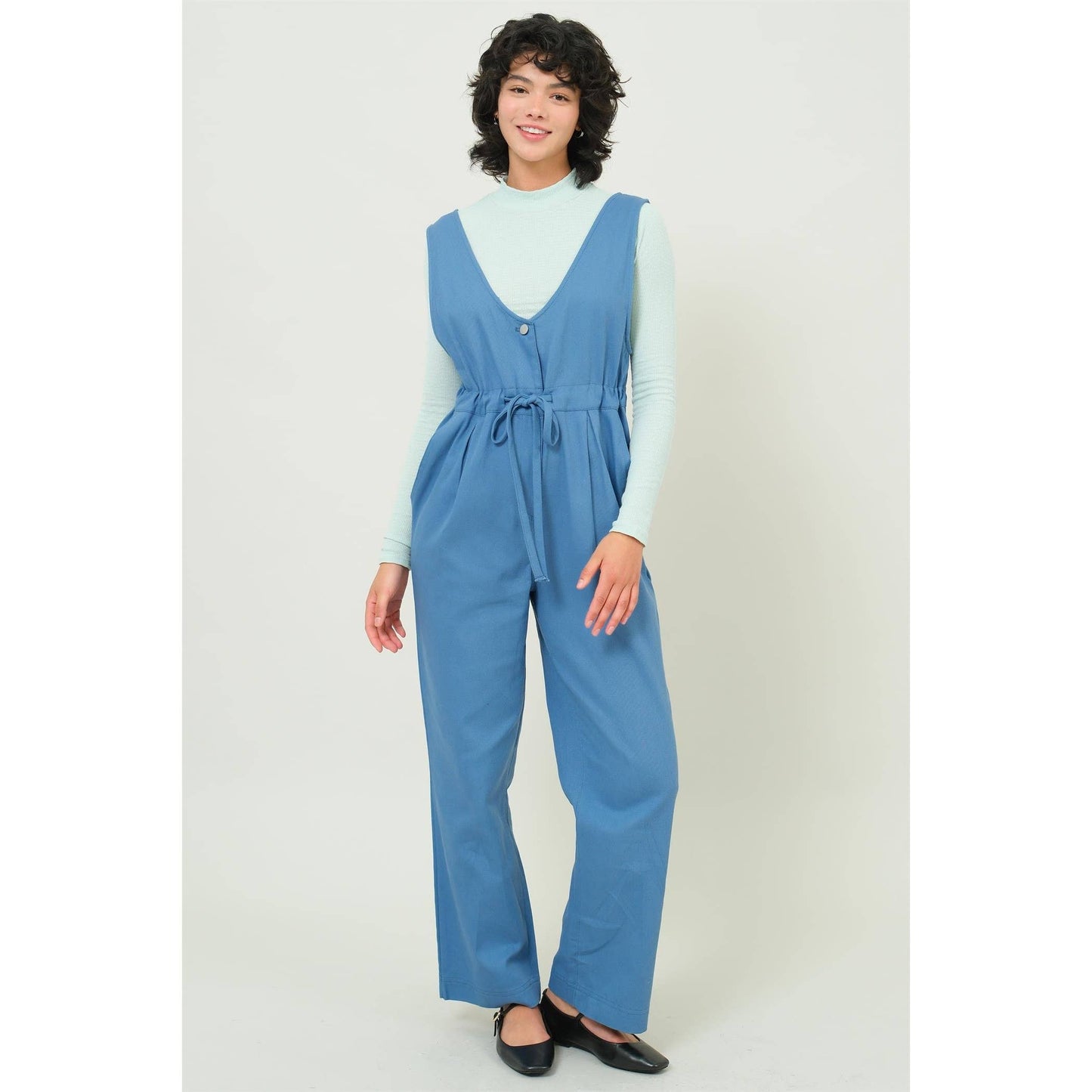 Twill Sleeveless Jumpsuit