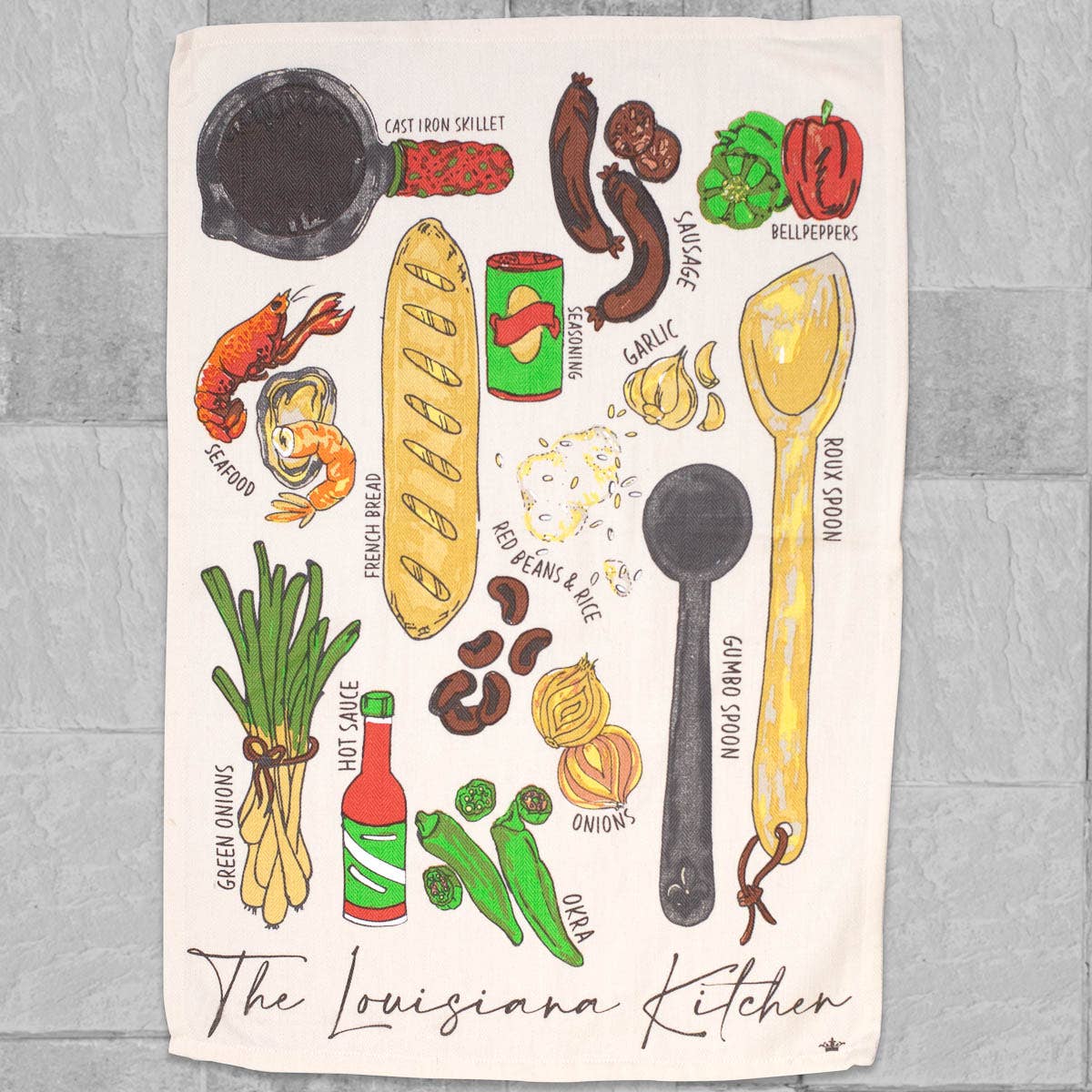 Louisiana Kitchen Hand Towel   Cream/Multi   20x28