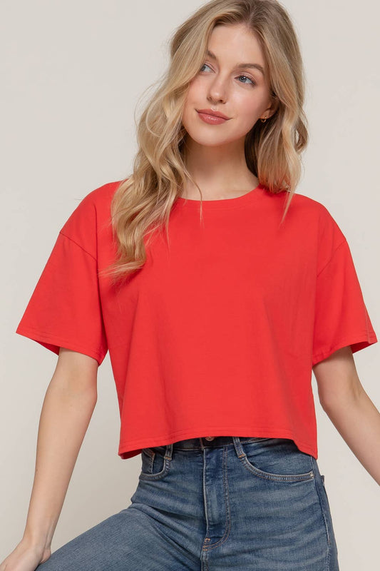Crew Neck Oversize Crop Tee