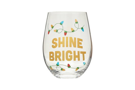 Festive Shine Bright Christmas Stemless Wine Glass