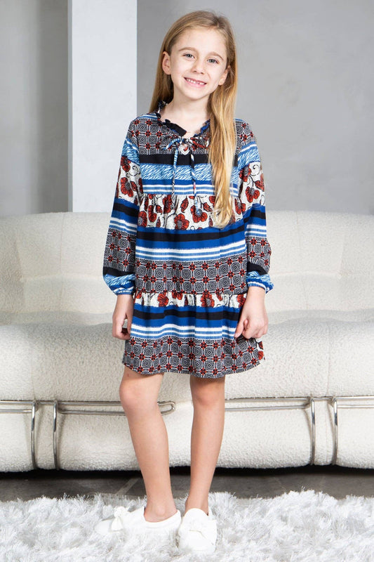 Kids Floral Boho Ruffle Shift Dress