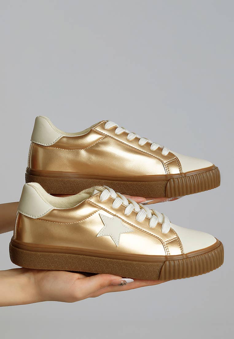 Jumping Jacks Metallic Faux Leather Star Sneakers