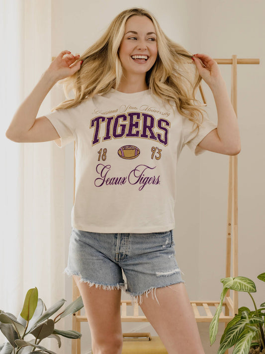 LSU Tigers Wave Arch Vintage White Ellie Perfect Tee