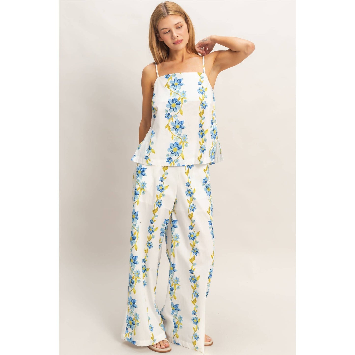 Floral Spaghetti Strap Top & Pants Set