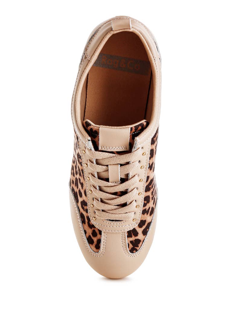 Narati Leopard Print Real Leather Sneakers