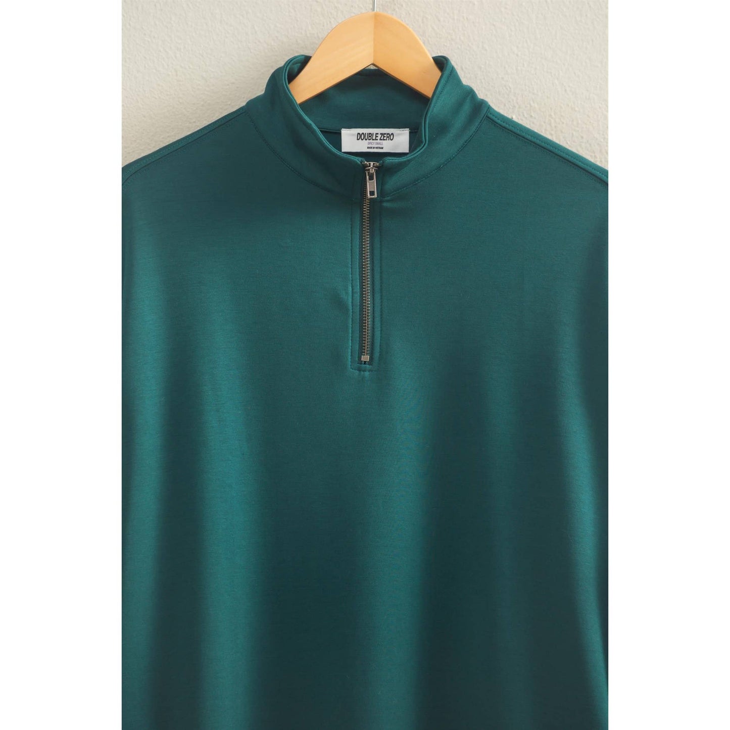 Double Knit Half Zip Up Long Sleeve Mini Dress