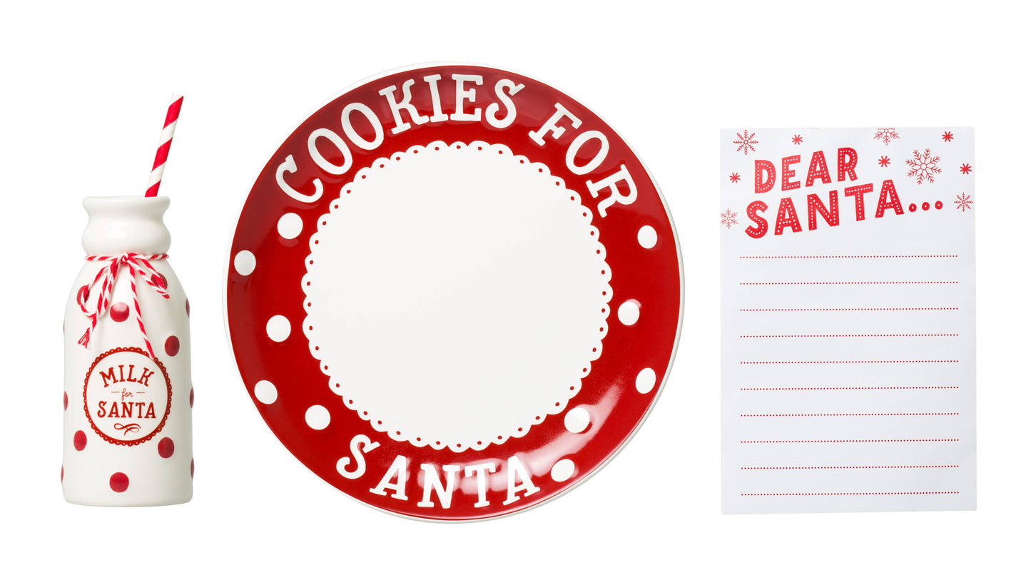 Christmas Santa's Milk Jug, Plate and Dear Santa Notepad Set