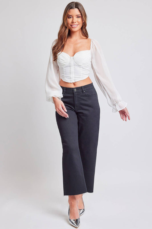 Junior Cropped High-Rise Wide Leg Trouser Pants