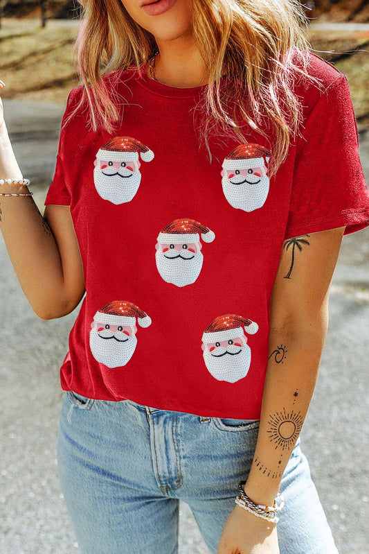 Sequin Christmas Claus Graphic T-Shirt
