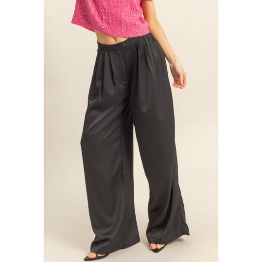 Wide-Leg Palazzo Pants With Pleated Detail
