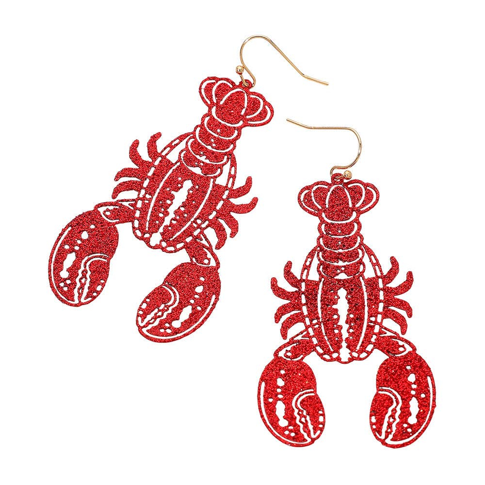 Glitter Cutout Crawfish Drop Earrings