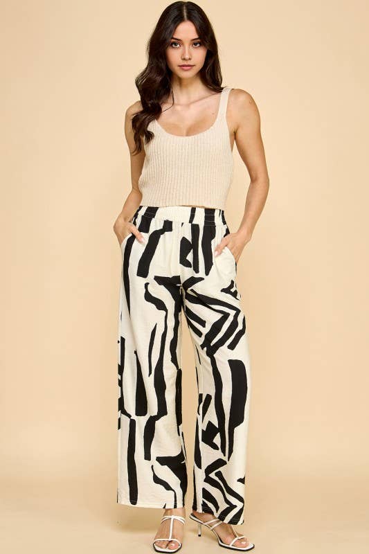 UNIQUE PRINT WIDE LEG PANTS