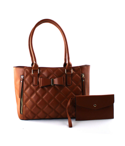Quilted Satchel with Wristlet