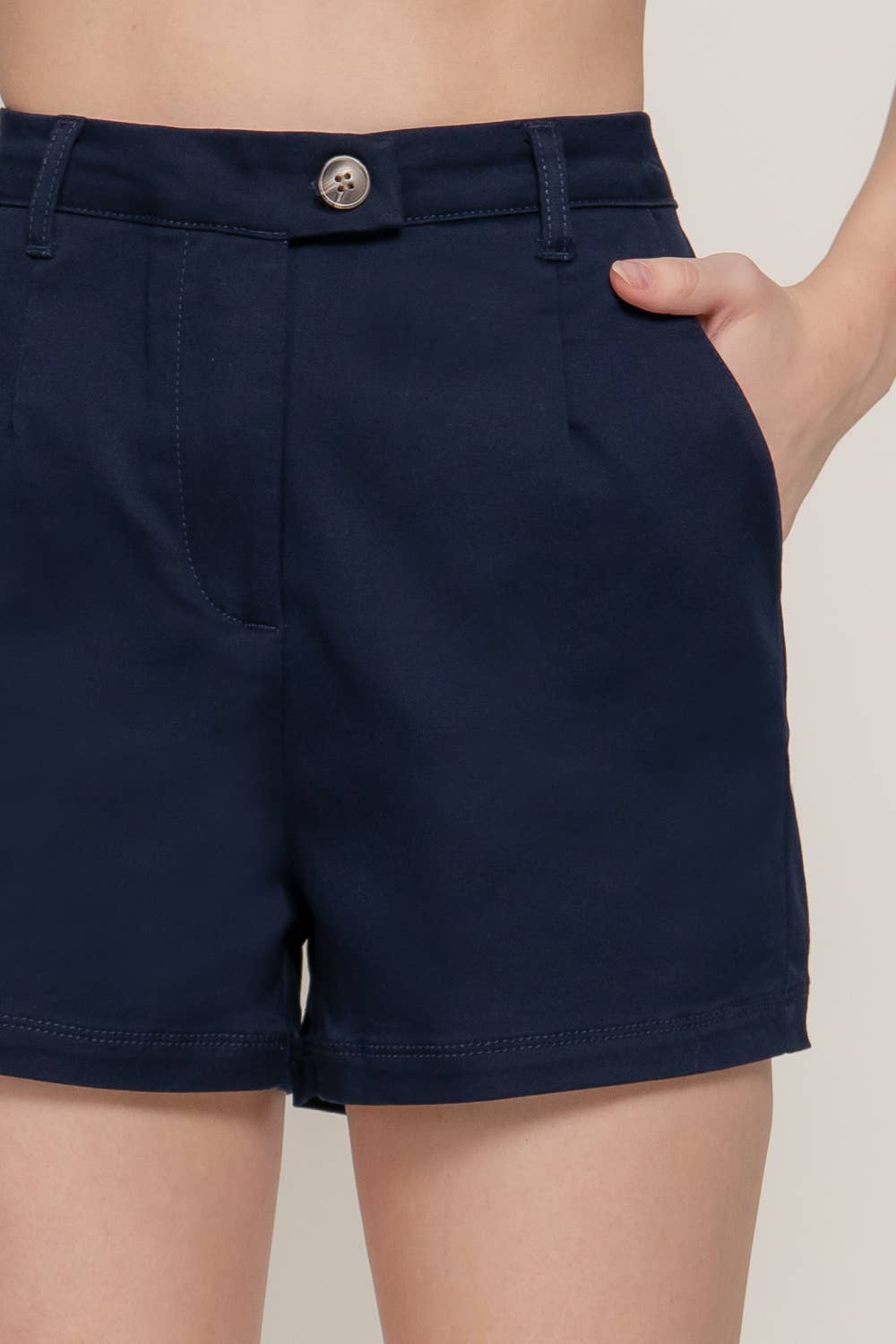 High Waist Side Pocket Stretch Shorts