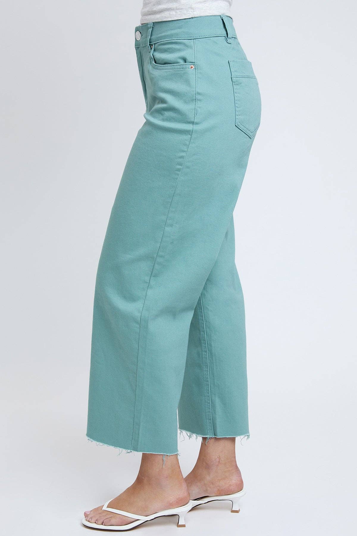 Cropped High-Rise Wide Leg Trouser Pants