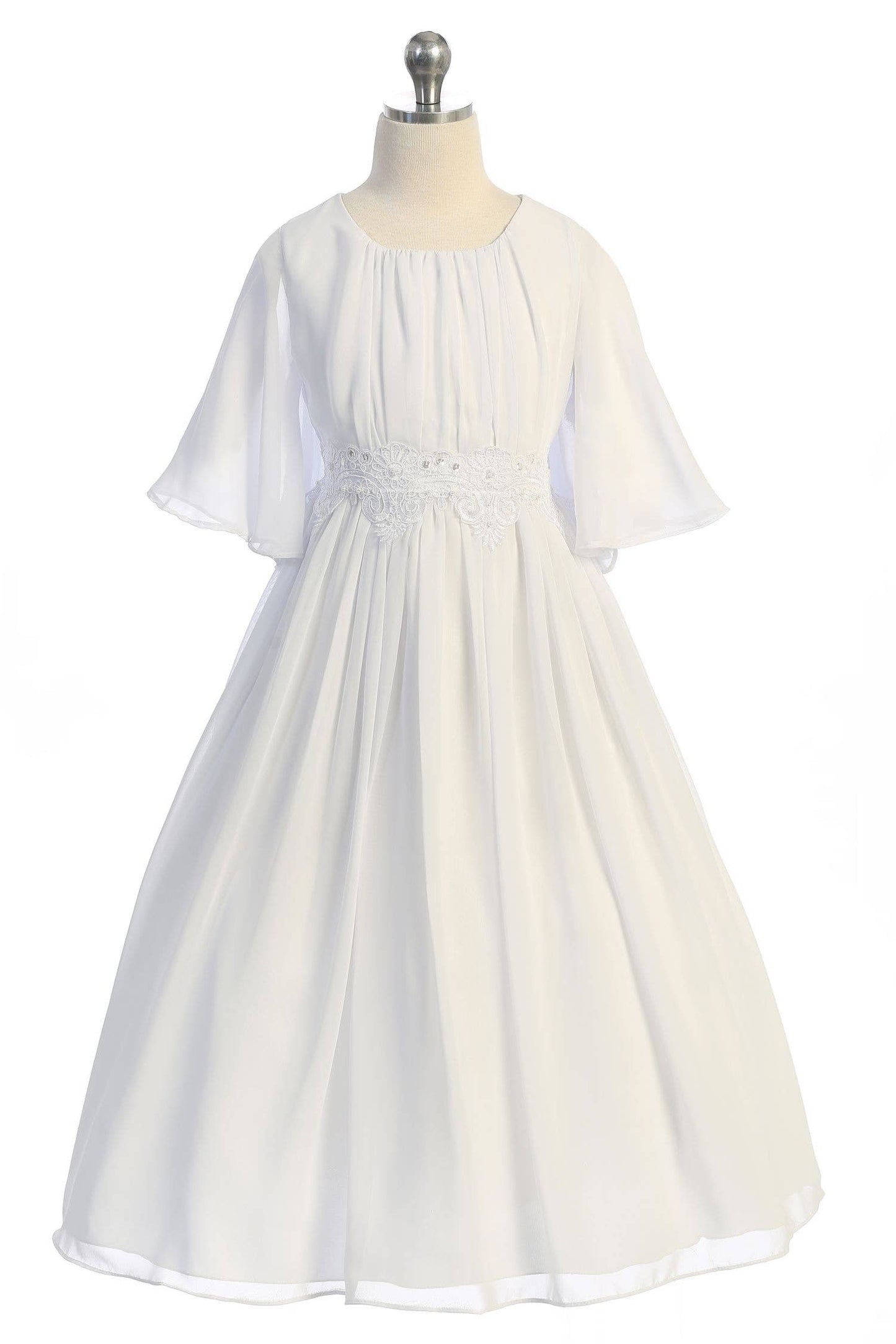 Chiffon Butterfly Sleeve Long Girls Dress