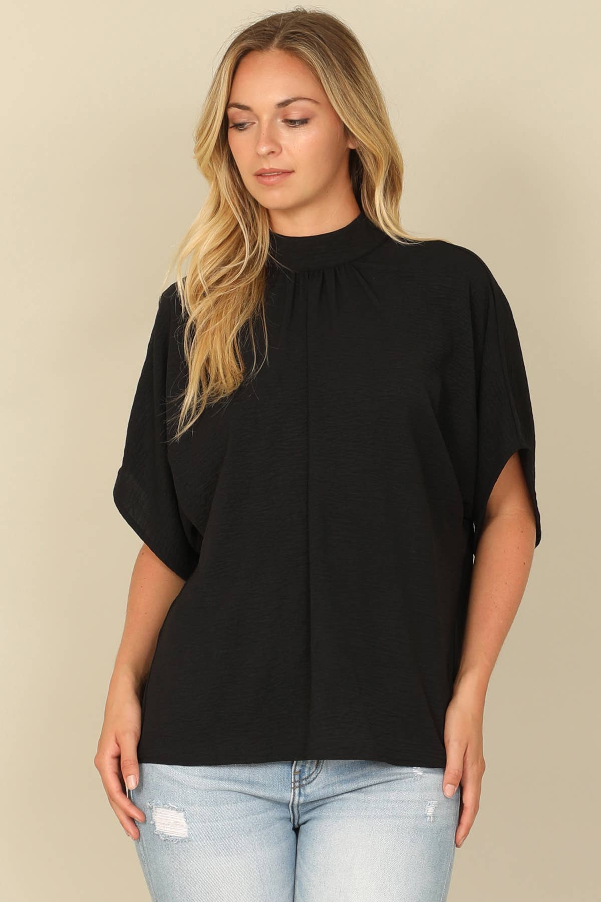 DOLMAN SLEEVE HIGH NECK TOP