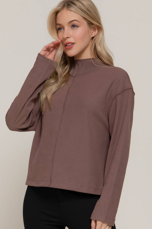 Long Sleeve Visible Overlocked Seams Top