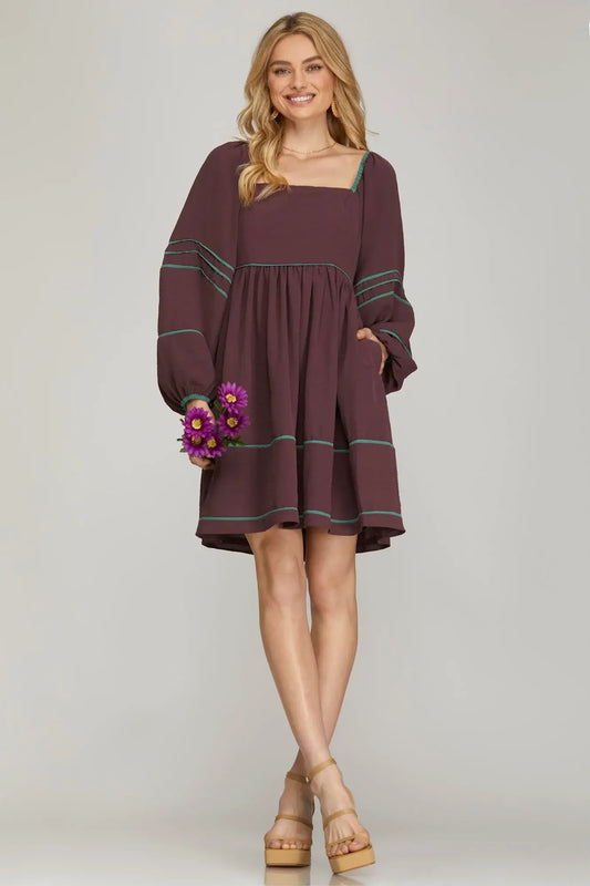 Lyla Long Slv. Contrast Dress