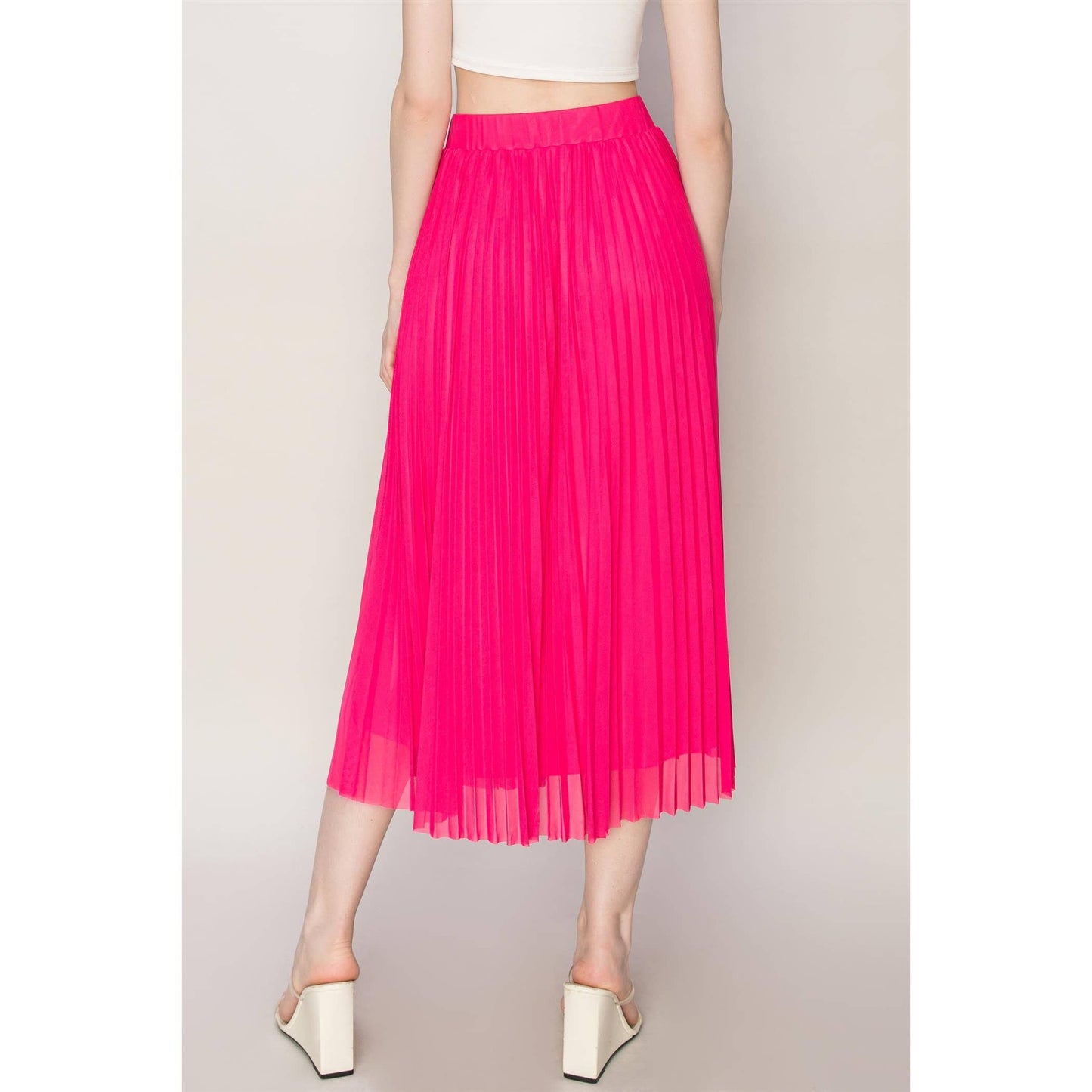 Pleated High-Waist Mesh Skirt