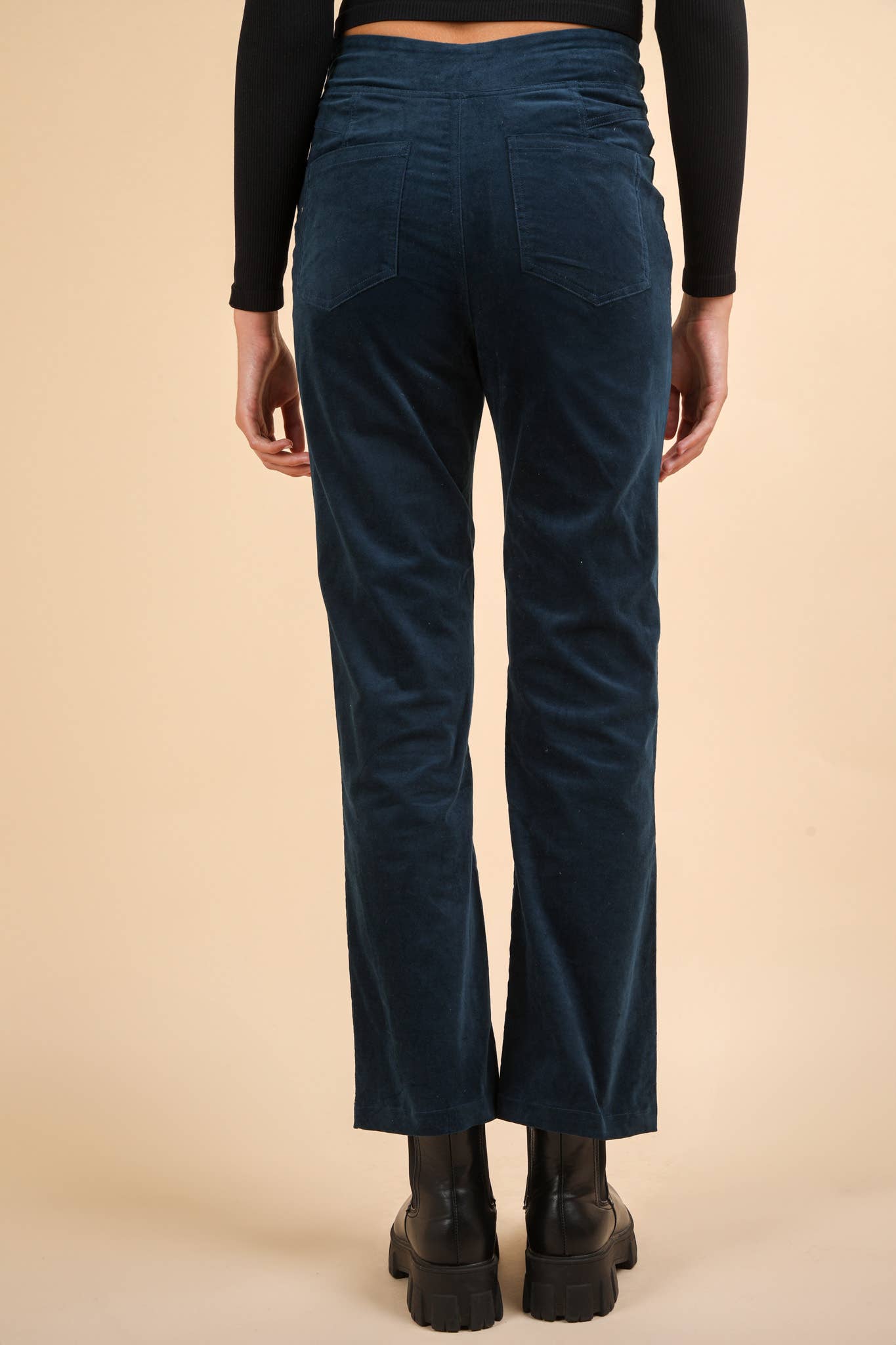 Velvet Boot Cut Pants with Back Pockets