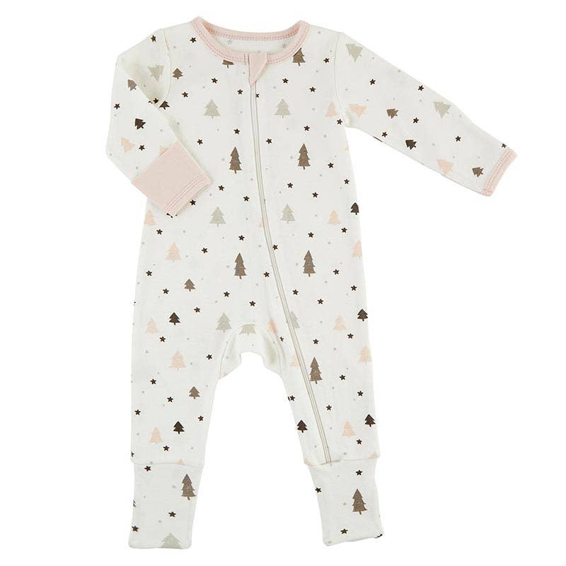 Winter Wonderland Cozy Romper-Blush Trees