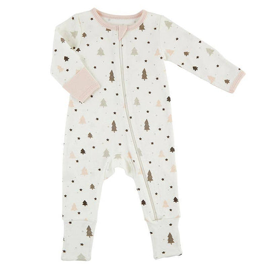 Winter Wonderland Cozy Romper-Blush Trees