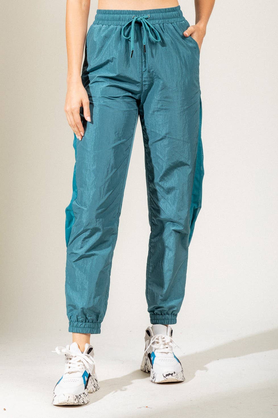 Side Mesh Detail Jogger Pants