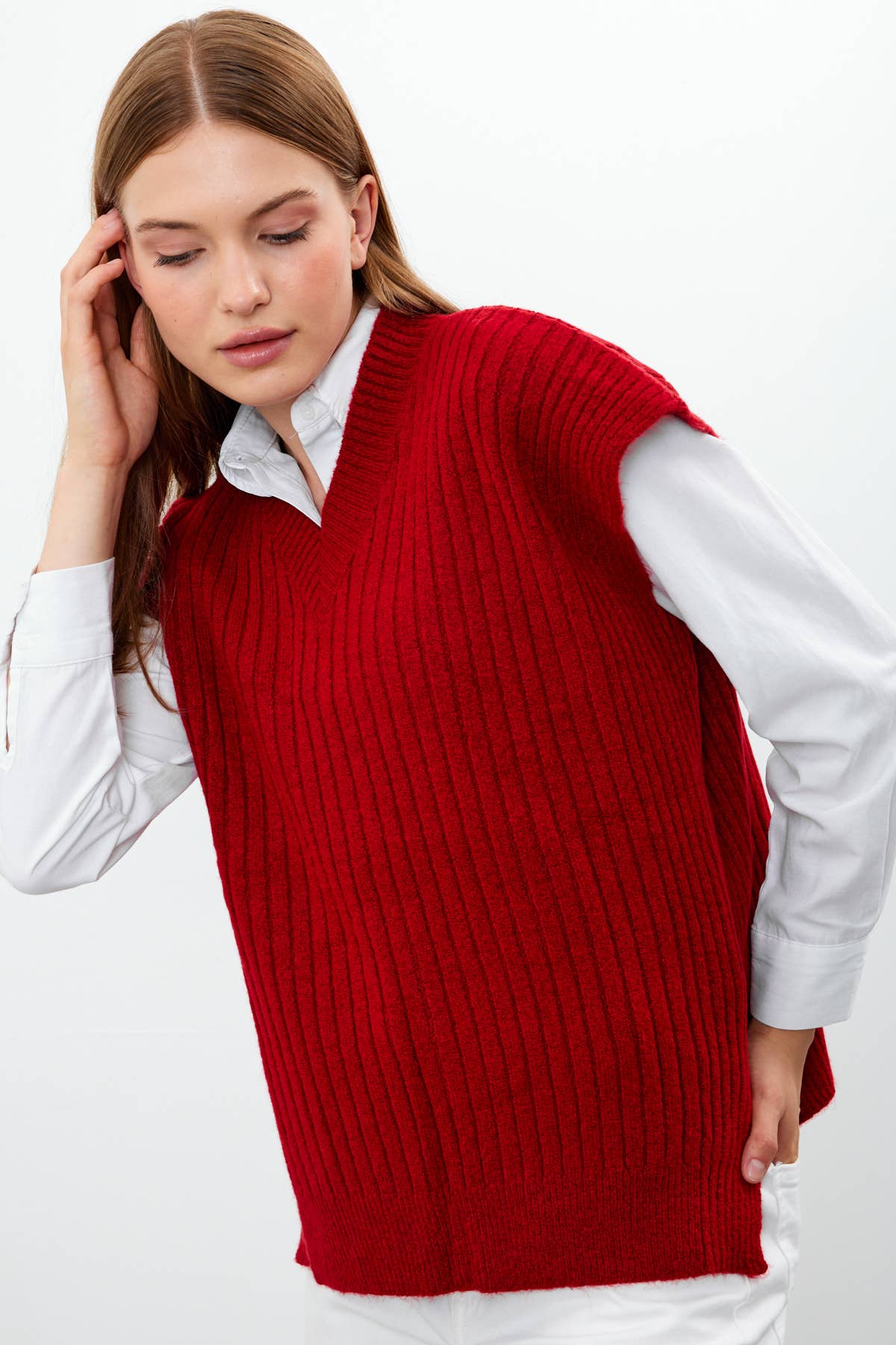 Knit Sweater Vest V Neck Oversized