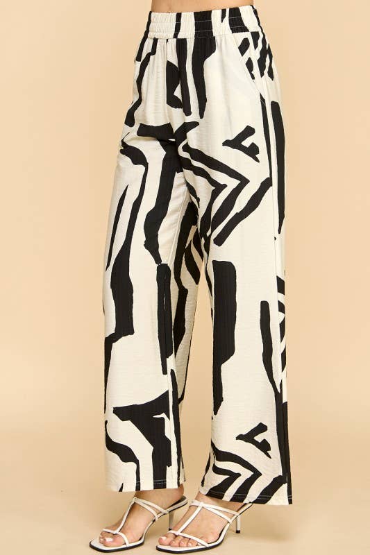 UNIQUE PRINT WIDE LEG PANTS