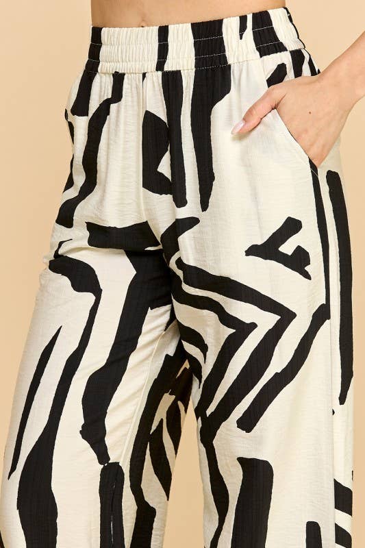 UNIQUE PRINT WIDE LEG PANTS