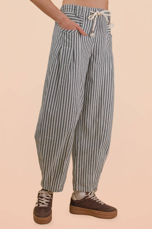 Striped Barrel Denim Pants