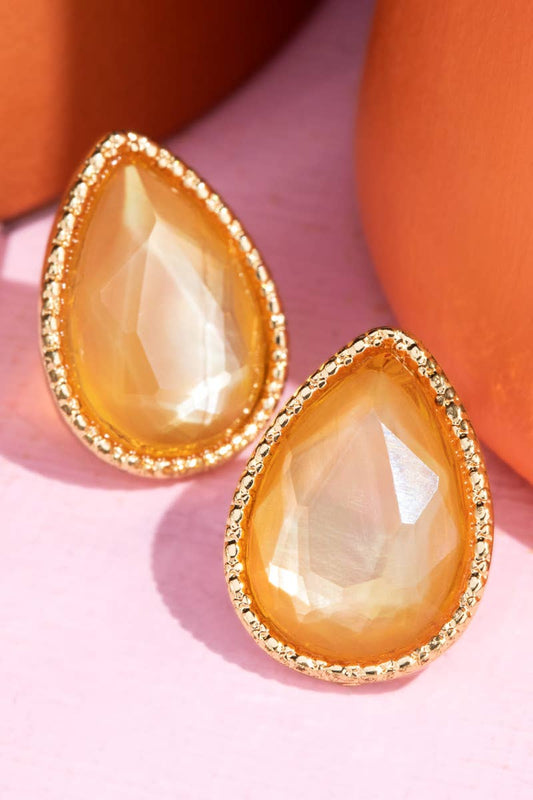 Glass Teardrop Stud Earrings