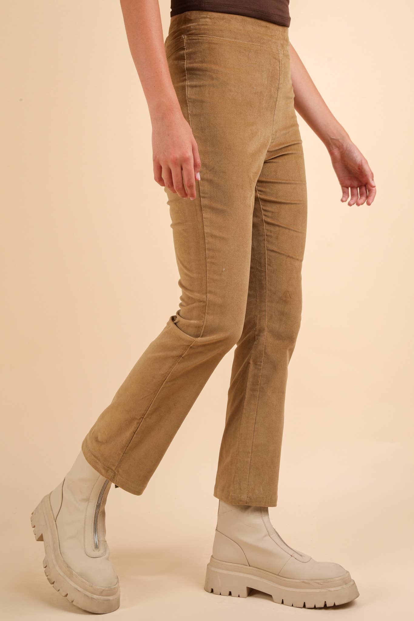 Velvet Boot Cut Pants with Back Pockets