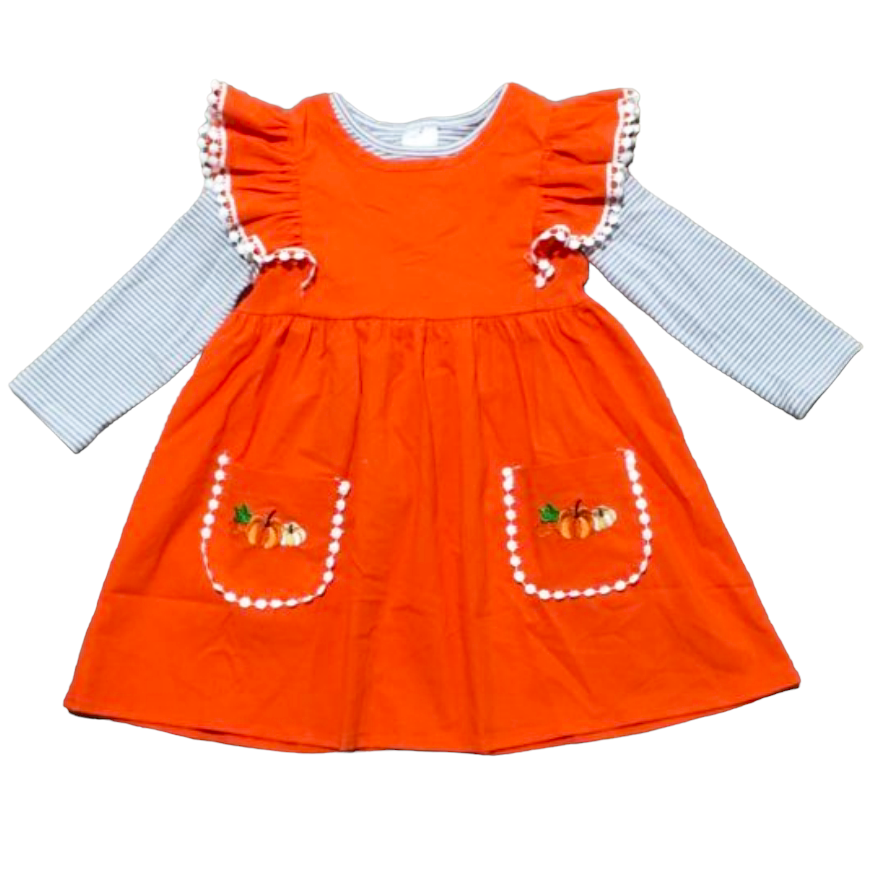 Girls Orange Fall Dress