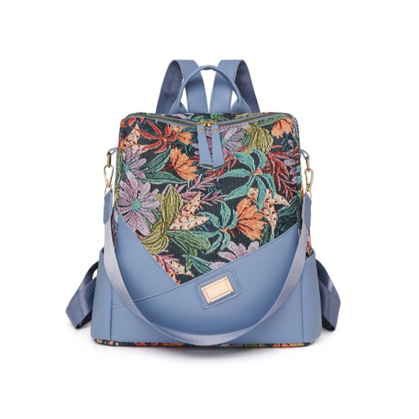 Oxford Cloth Printed Backpack Zipper Closure Lightweight