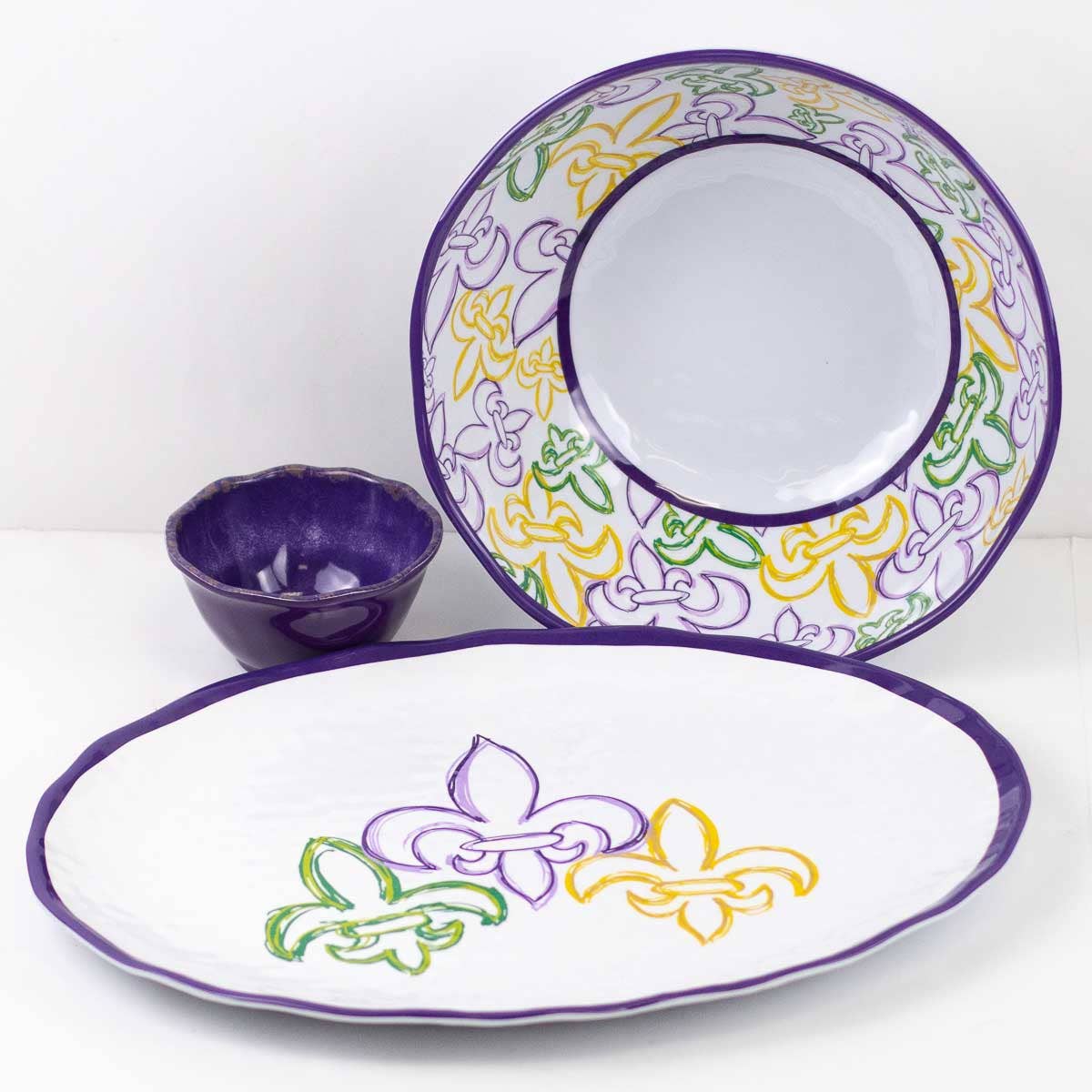 St. Charles Fleur de Lis Melamine Platter 15.75x11.75"