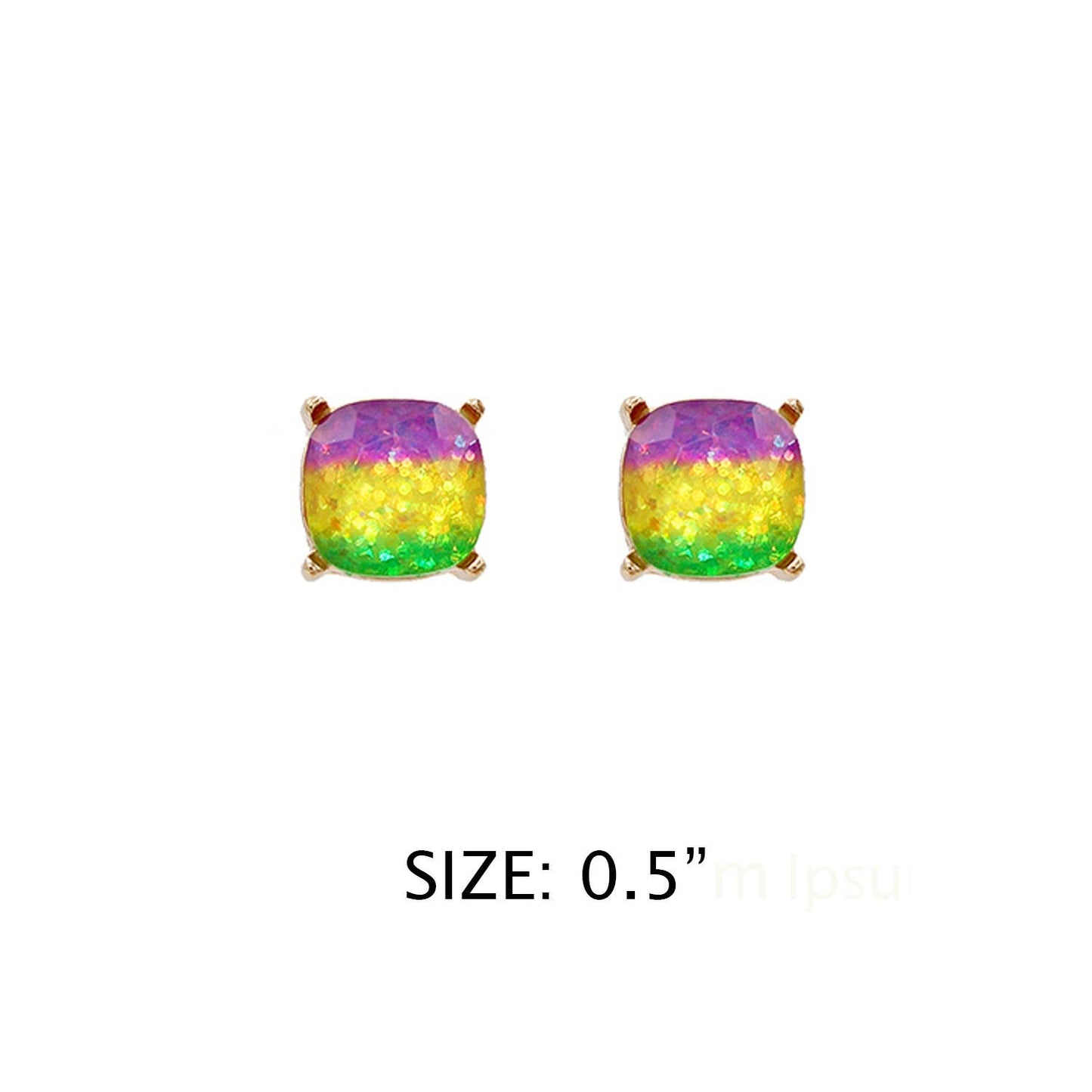 SEMI PRECIOUS GLASS STONE MARDIGRAS POST EARRING