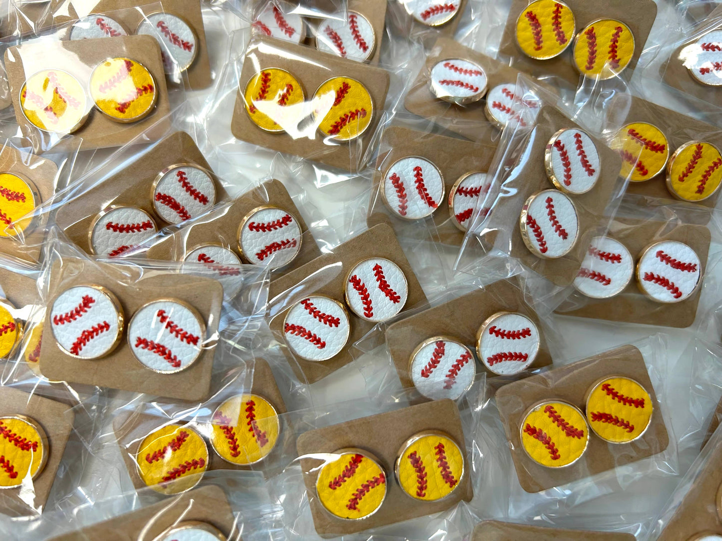 ⚾ Baseball + Softball Leather Stud Earrings
