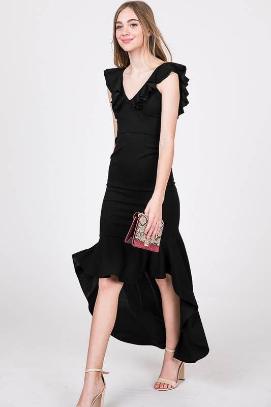 Casual Hi-Low Fishtail Midi Dress
