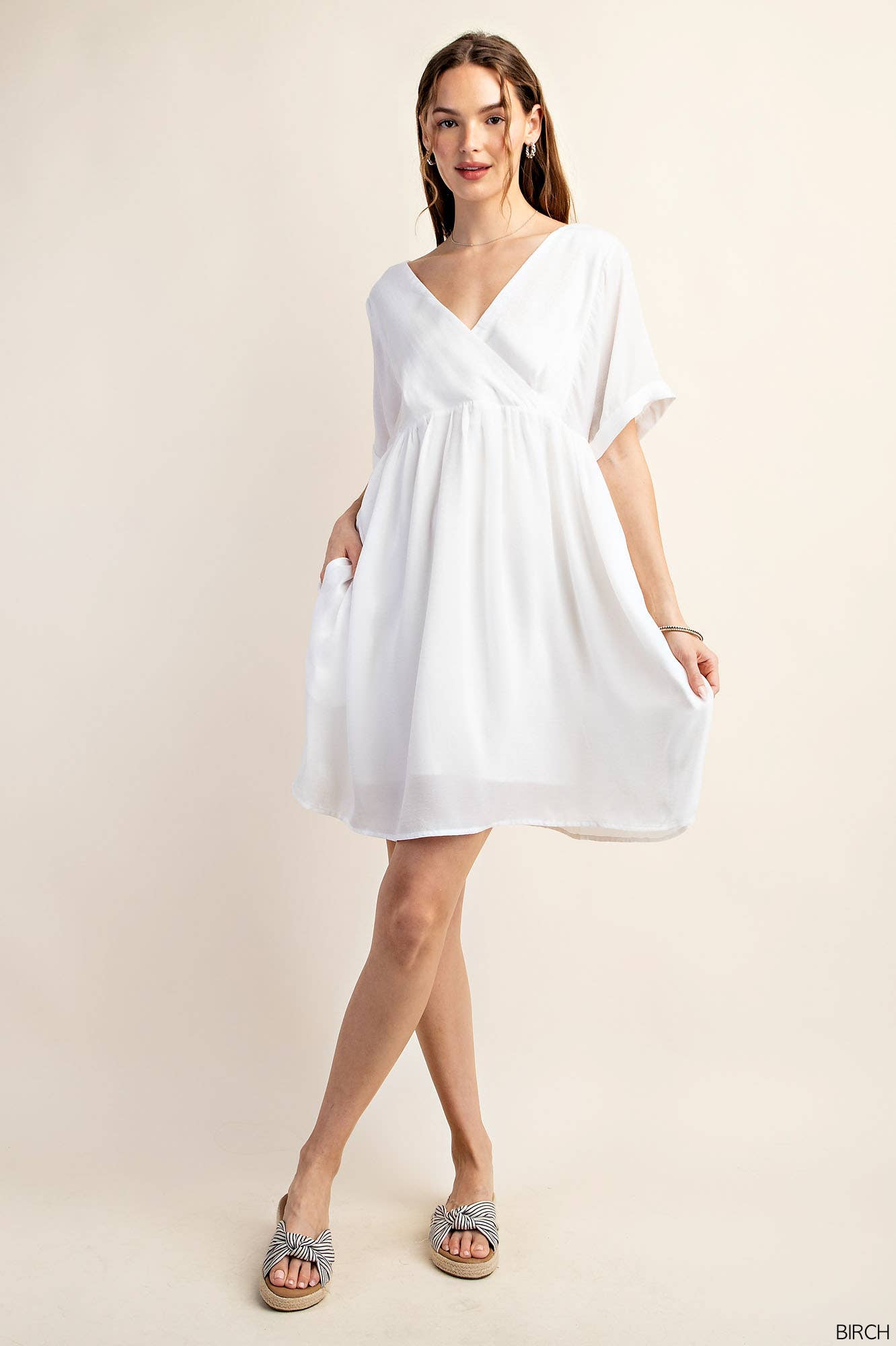 SATIN EFFECT KIMONO STYLE LINED SIDE POCKET DRESS