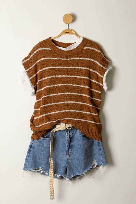 Striped Knit Sweater Top