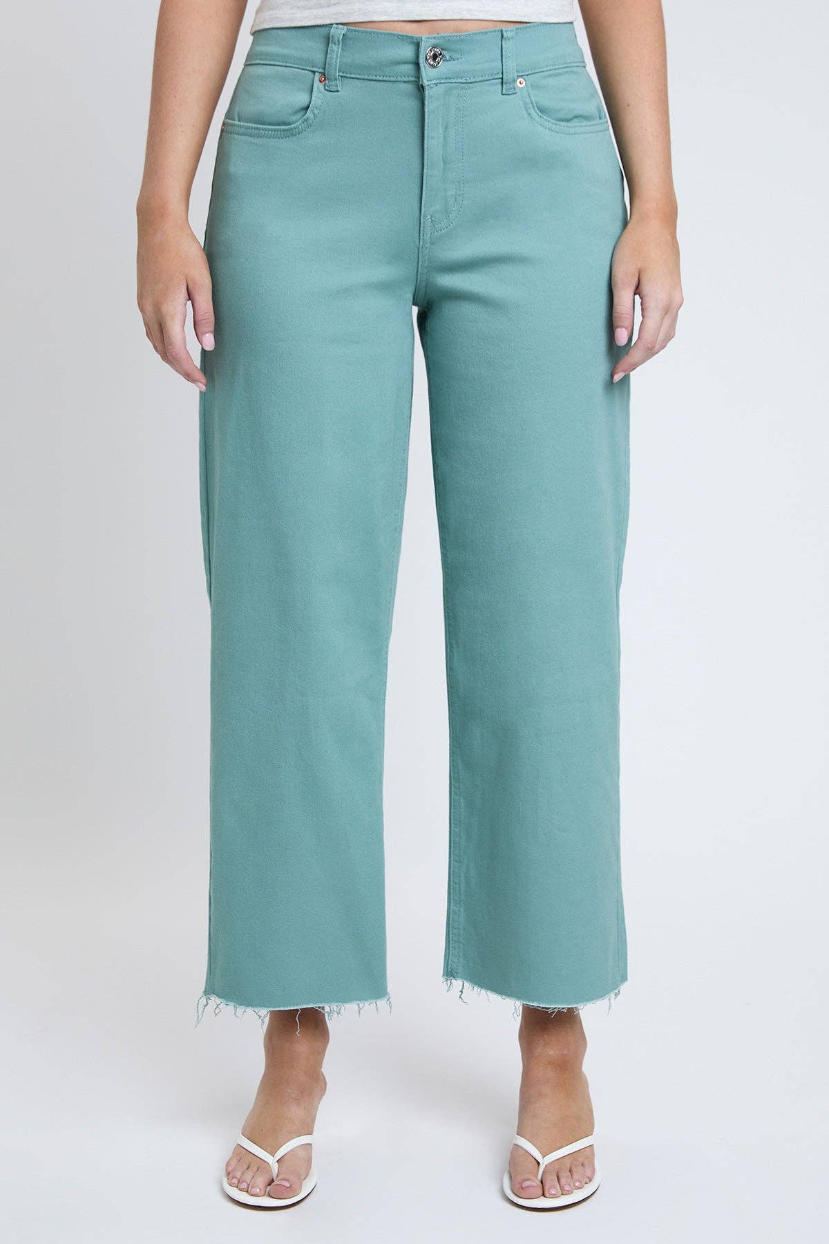 Cropped High-Rise Wide Leg Trouser Pants