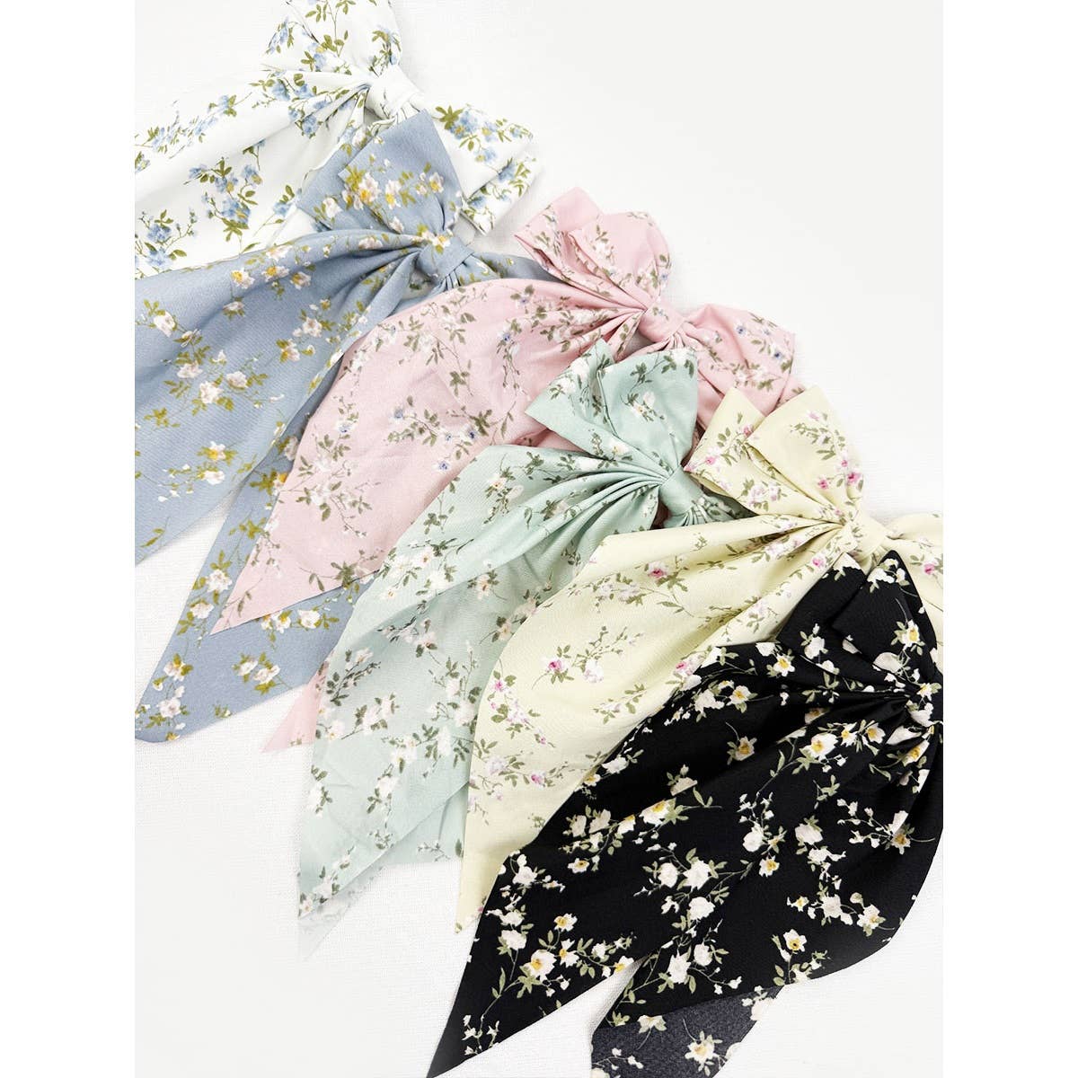 Soft Floral Long Tail Bow Clip