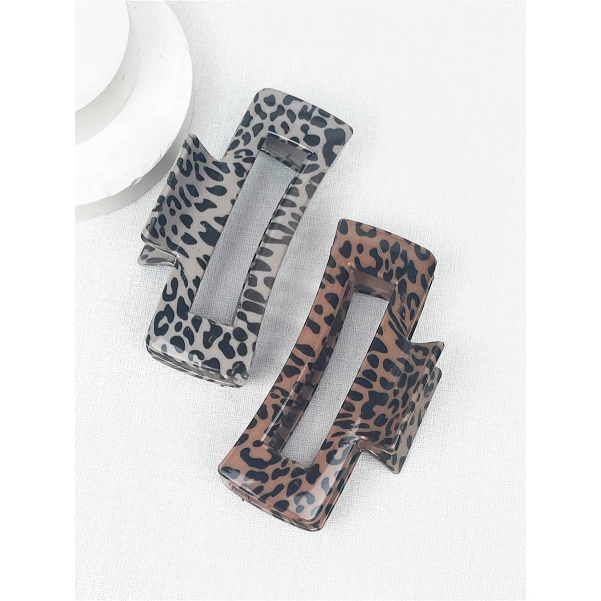 Leopard Pattern Rectangle Hair Clips